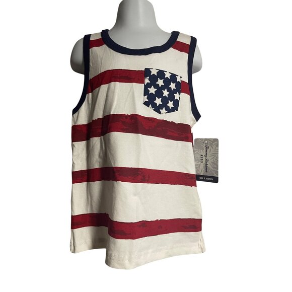 Tommy Bahama Kids 2-Pack USA Graphic Tank & Tee White Red Blue Star Stripe S 5/6 - Picture 6 of 12